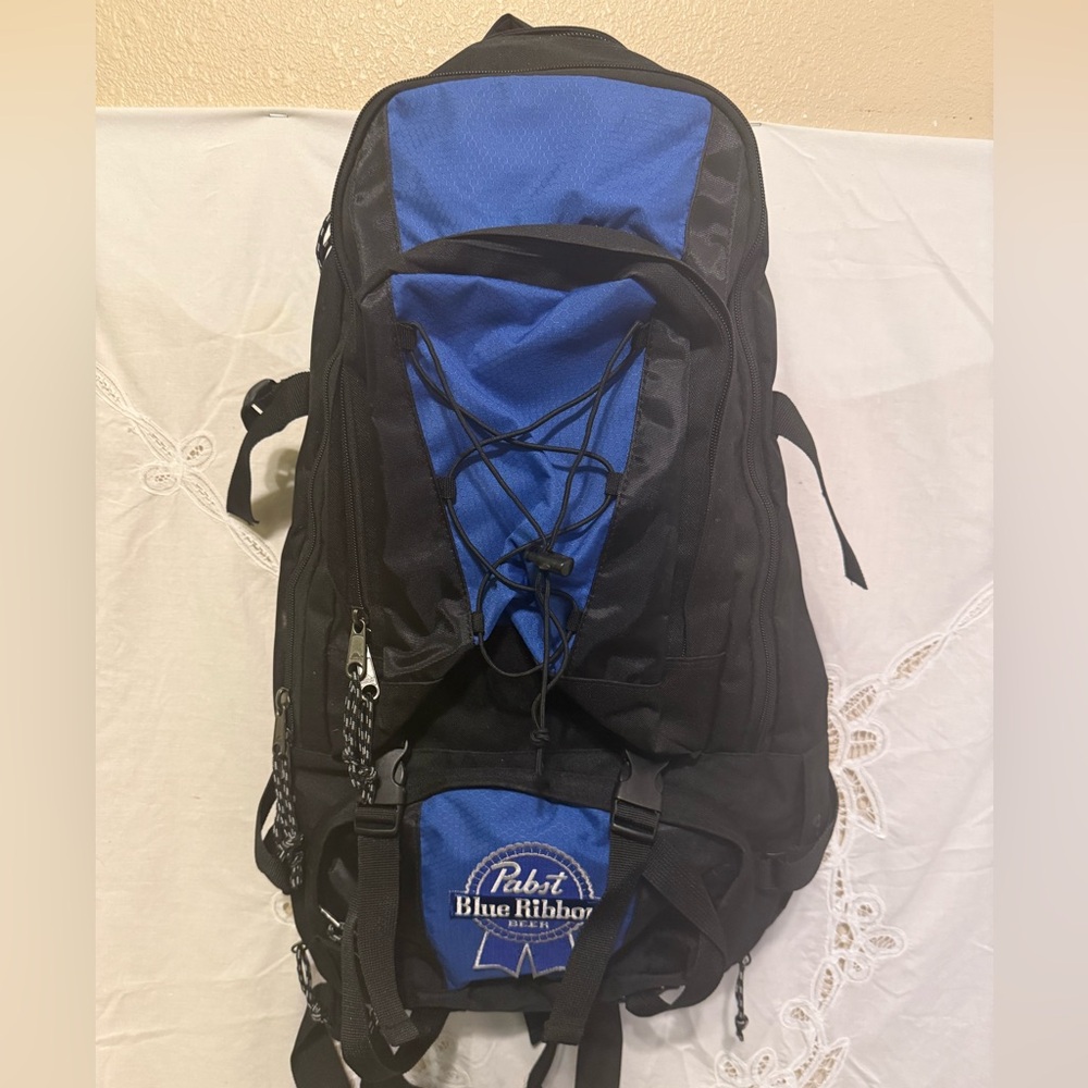 Black and Blue Men's Backpack Pabst Blue Ribbon